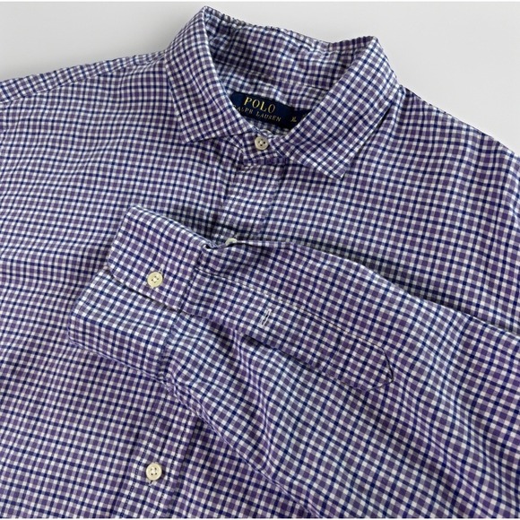 Polo Ralph Lauren Other - Polo Ralph Lauren Poplin Shirt Mens XL Purple Blue Round Hem‎ Cotton Button Up